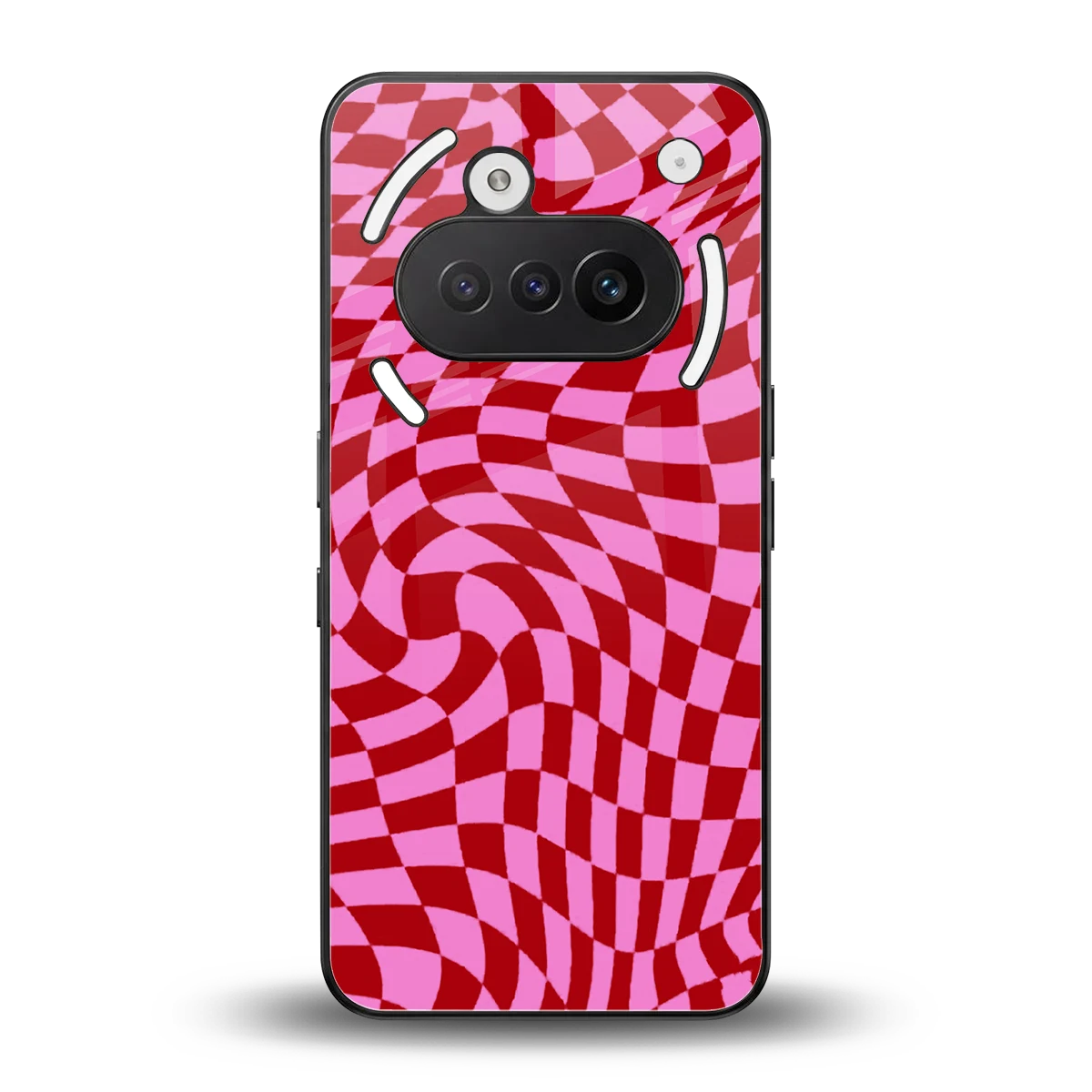 Trippy Pink Checkers back phone cover | glass case for nothing phone 3a