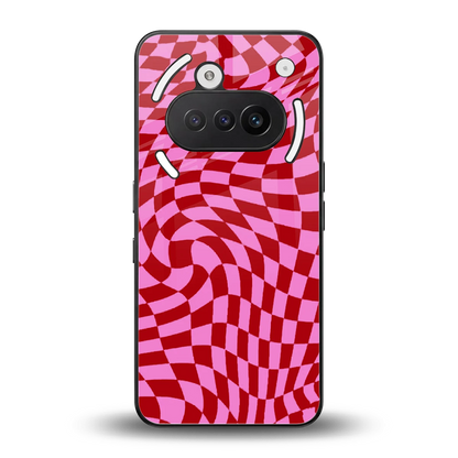 Trippy Pink Checkers back phone cover | glass case for nothing phone 3a