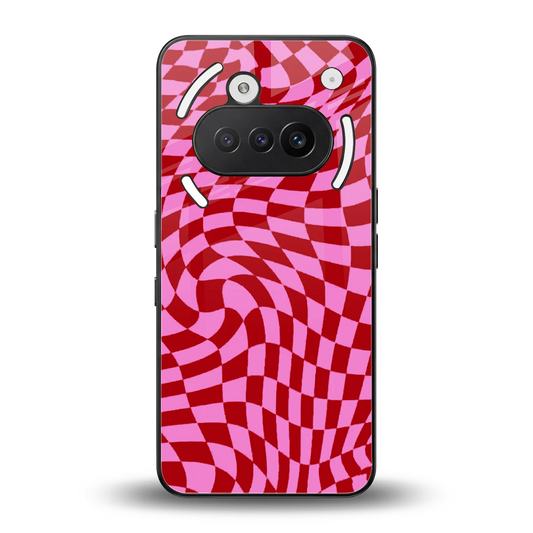 Trippy Pink Checkers back phone cover | glass case for nothing phone 3a