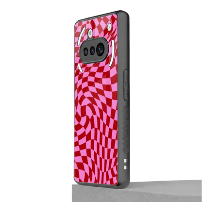 Trippy Pink Checkers nothing phone 3a mobile cover | shockproof glass phone case