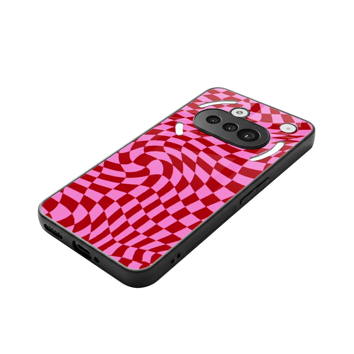 Trippy Pink Checkers stylish phone case for nothing phone 3a | glossy glass and slim fit