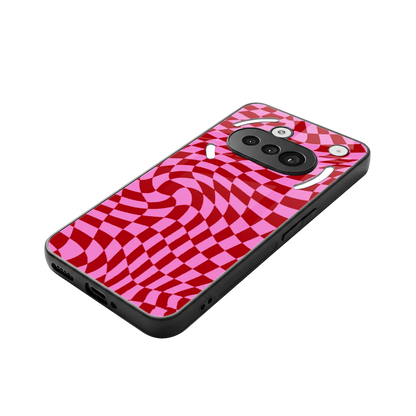 Trippy Pink Checkers stylish phone case for nothing phone 3a | glossy glass and slim fit