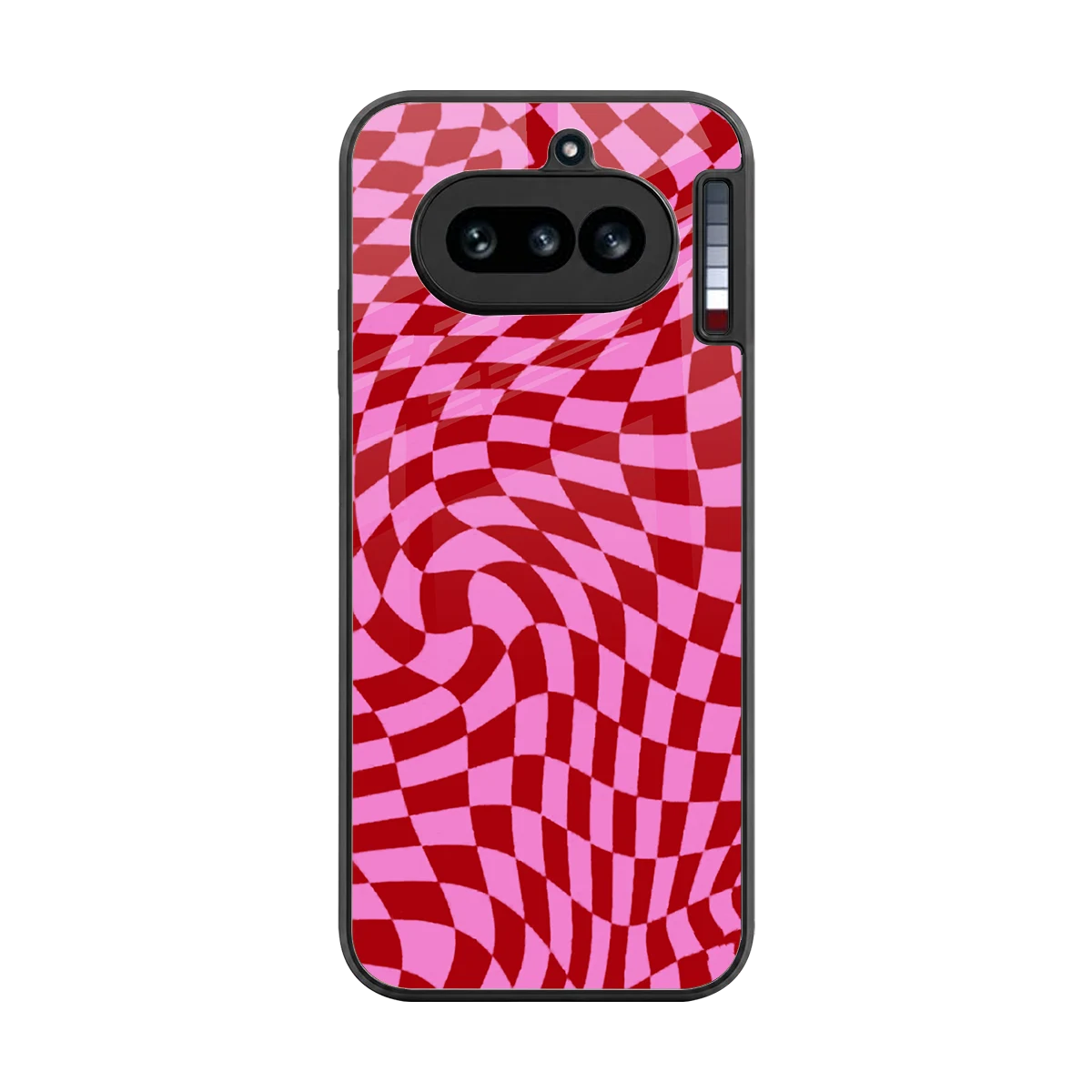 Trippy Pink Checkers back phone cover | glass case for nothing phone 4a