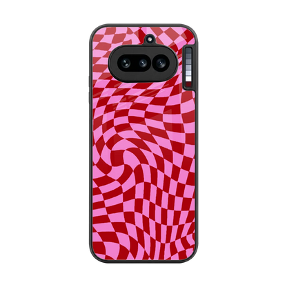 Trippy Pink Checkers back phone cover | glass case for nothing phone 4a