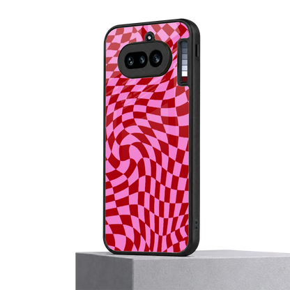 Trippy Pink Checkers nothing phone 4a mobile cover | shockproof glass phone case