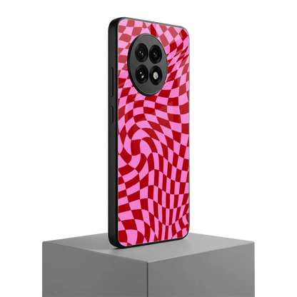 Trippy Pink Checkers oneplus 13r mobile cover | shockproof glass phone case