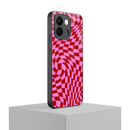 Trippy Pink Checkers oneplus 13s mobile cover | shockproof glass phone case