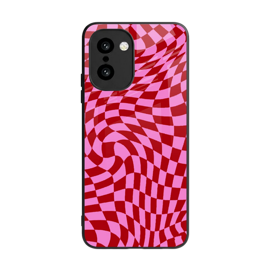 Trippy Pink Checkers back phone cover | glass case for oneplus 15r