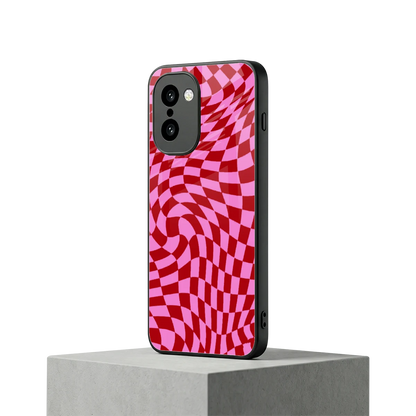 Trippy Pink Checkers oneplus 15r mobile cover | shockproof glass phone case