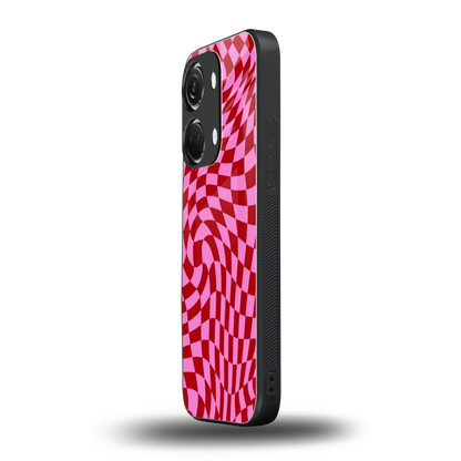 Trippy Pink Checkers oneplus nord 3 mobile cover | shockproof glass phone case