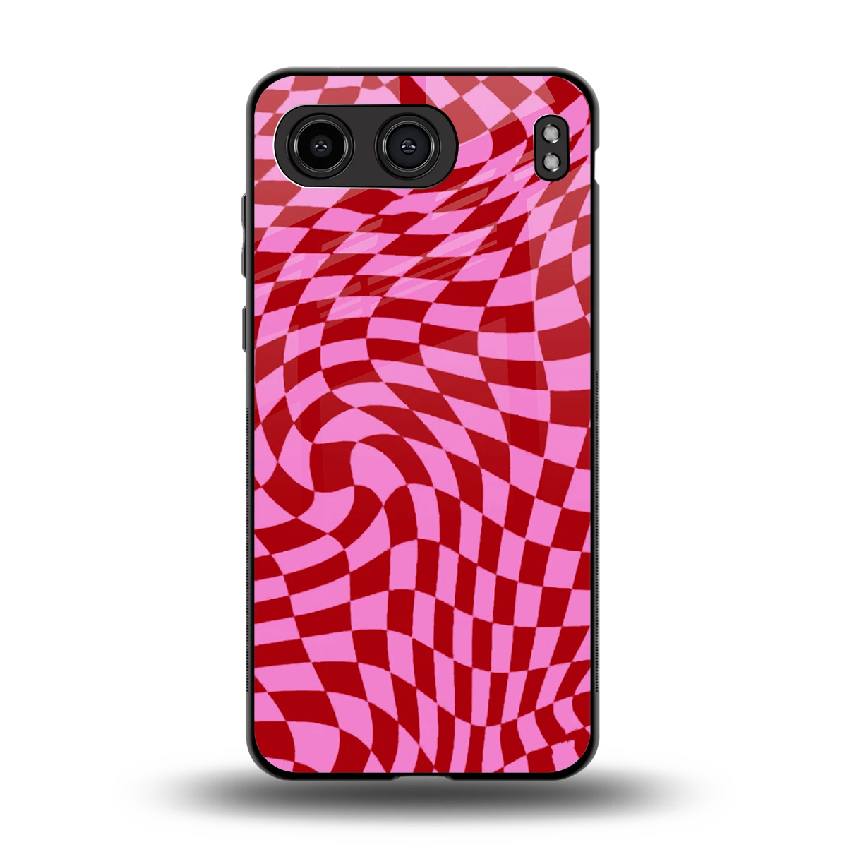 Trippy Pink Checkers back phone cover | glass case for oneplus nord 4