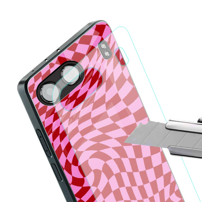 Trippy Pink Checkers stylish phone case for oneplus nord 4 | glossy glass and slim fit