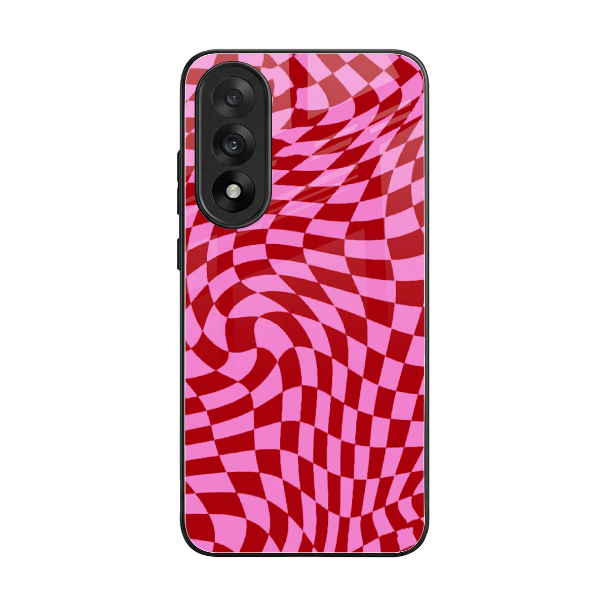 Trippy Pink Checkers back phone cover | glass case for oneplus nord 5
