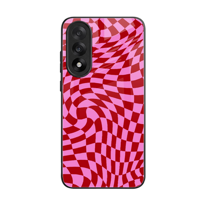 Trippy Pink Checkers back phone cover | glass case for oneplus nord 5