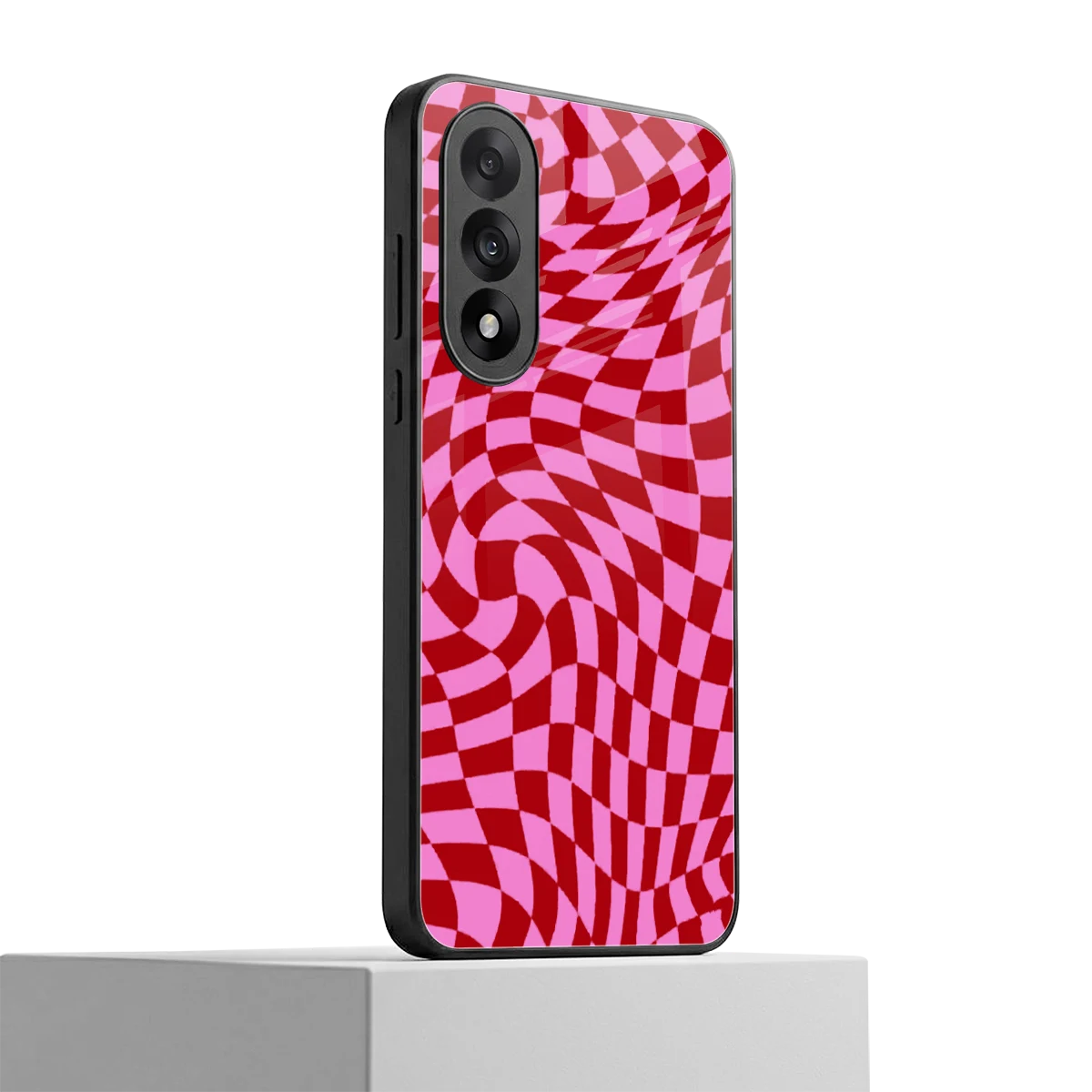 Trippy Pink Checkers oneplus nord 5 mobile cover | shockproof glass phone case