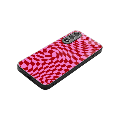 Trippy Pink Checkers stylish phone case for oneplus nord 5 | glossy glass and slim fit
