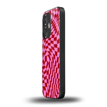 Trippy Pink Checkers oneplus nord ce 3 mobile cover | shockproof glass phone case
