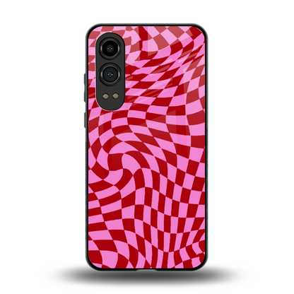 Trippy Pink Checkers back phone cover | glass case for oneplus nord ce 4 lite