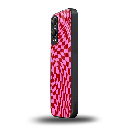 Trippy Pink Checkers oneplus nord ce 4 lite mobile cover | shockproof glass phone case