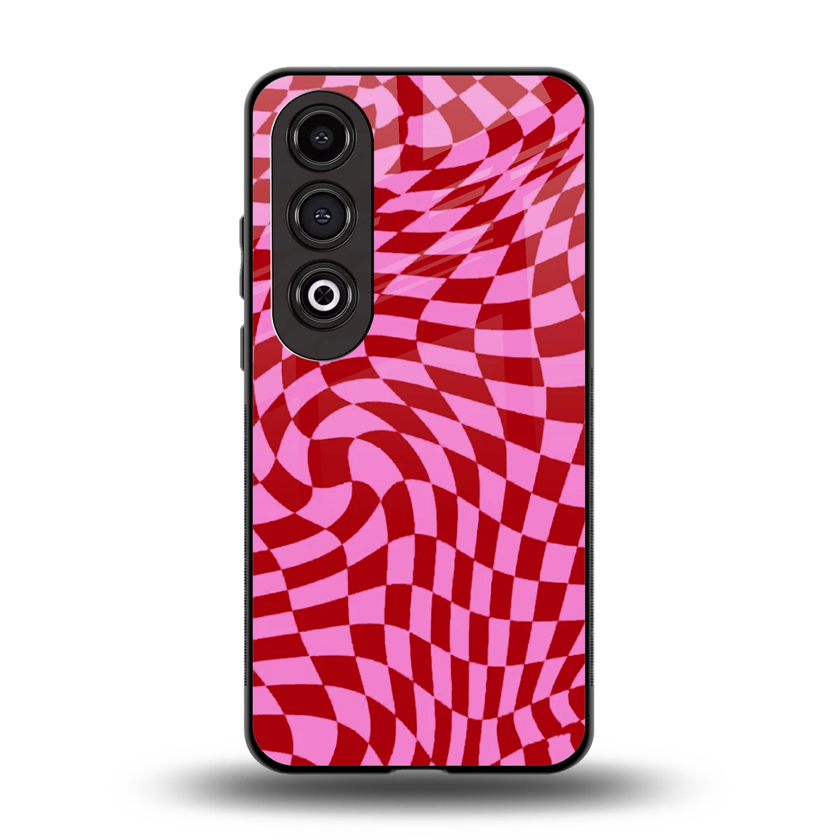 Trippy Pink Checkers back phone cover | glass case for oneplus nord ce 4