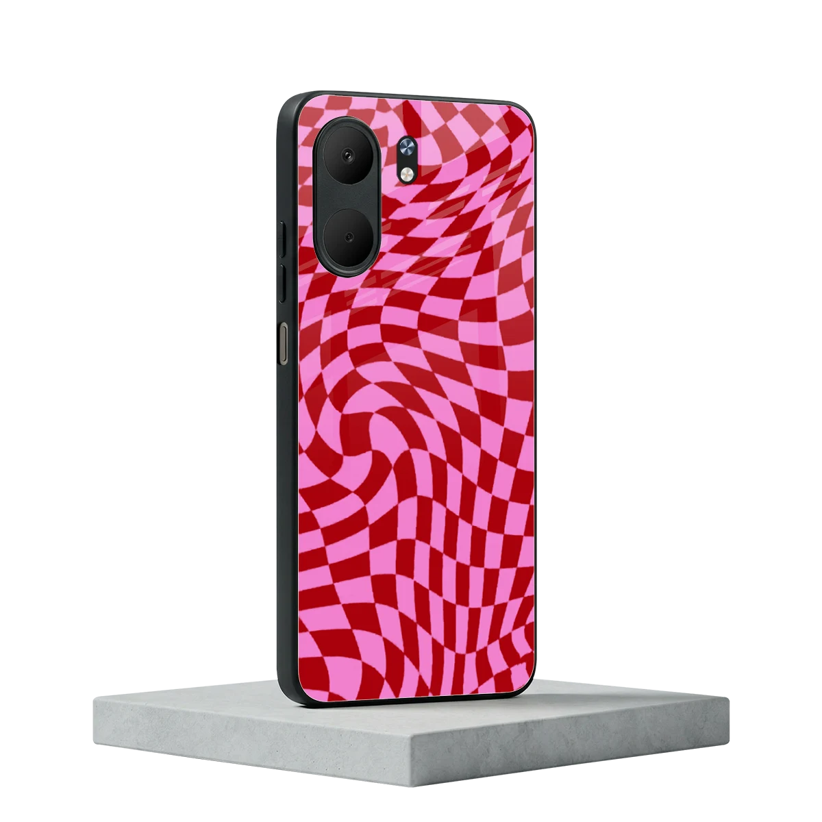 Trippy Pink Checkers oppo a5x 5g mobile cover | shockproof glass phone case