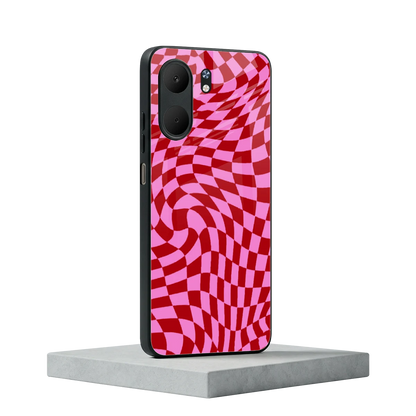 Trippy Pink Checkers oppo a5x 5g mobile cover | shockproof glass phone case