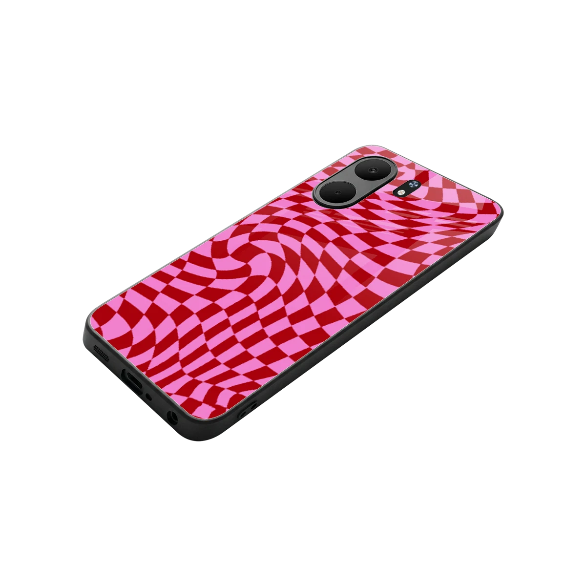 Trippy Pink Checkers stylish phone case for oppo a5x 5g | glossy glass and slim fit