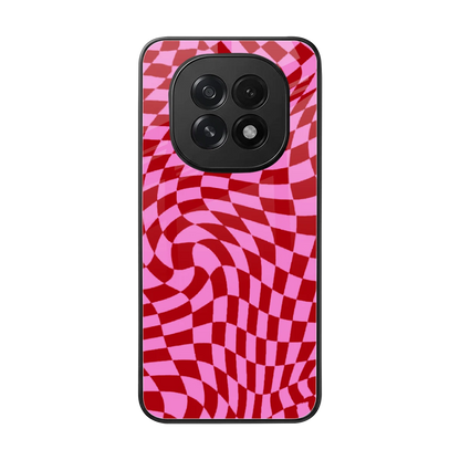 Trippy Pink Checkers back phone cover | glass case for oppo f29 5g