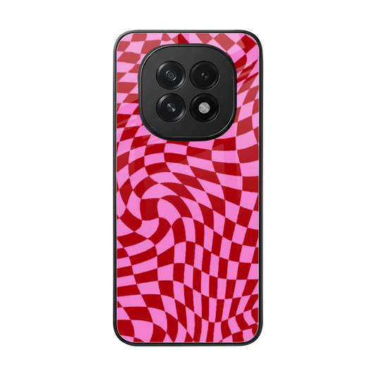 Trippy Pink Checkers back phone cover | glass case for oppo f29 5g