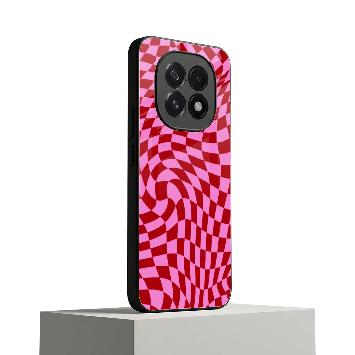 Trippy Pink Checkers oppo f29 5g mobile cover | shockproof glass phone case