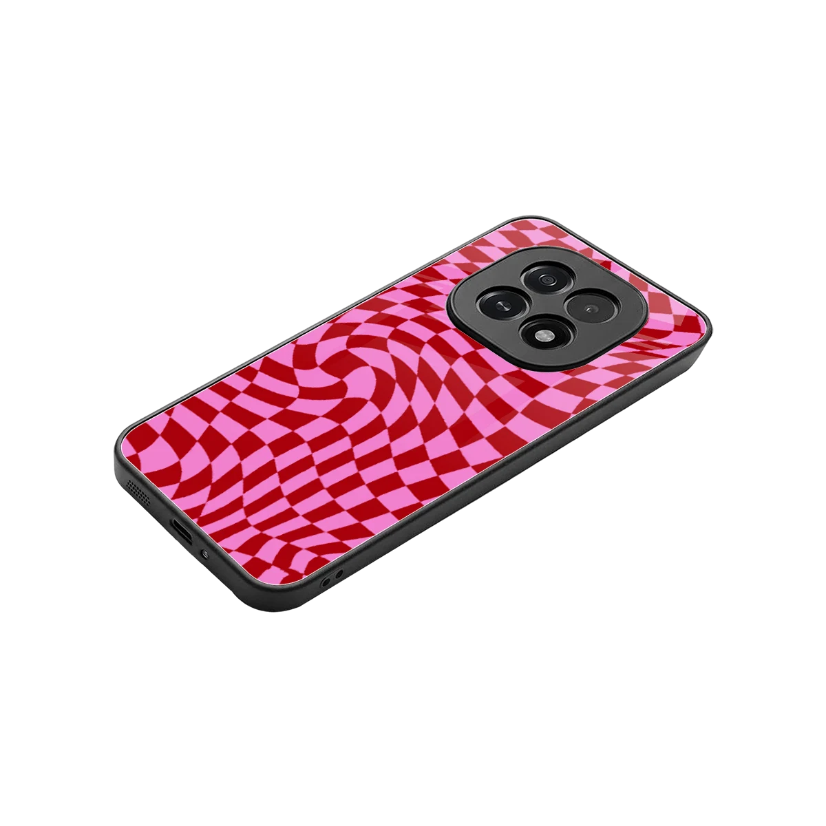 Trippy Pink Checkers stylish phone case for oppo f29 5g | glossy glass and slim fit