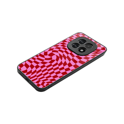 Trippy Pink Checkers stylish phone case for oppo f29 5g | glossy glass and slim fit