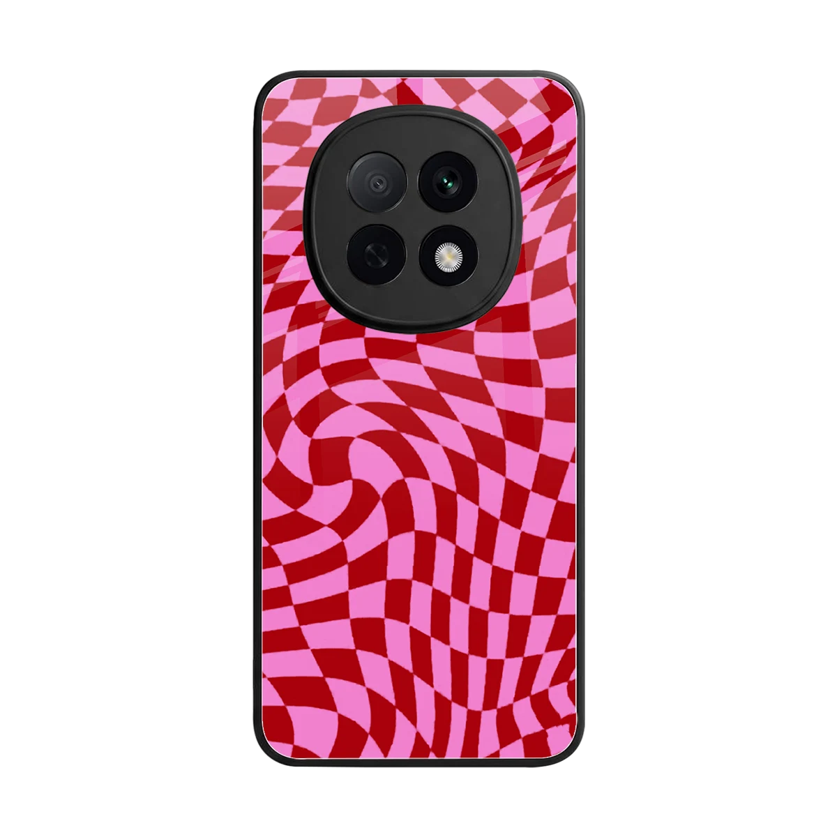 Trippy Pink Checkers back phone cover | glass case for oppo f29 pro 5g
