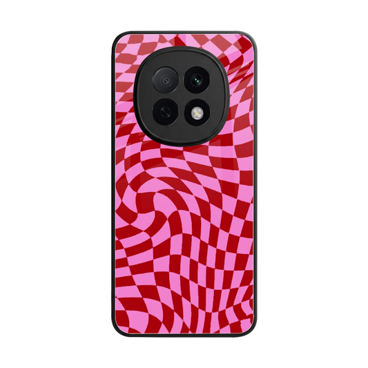 Trippy Pink Checkers back phone cover | glass case for oppo f29 pro 5g