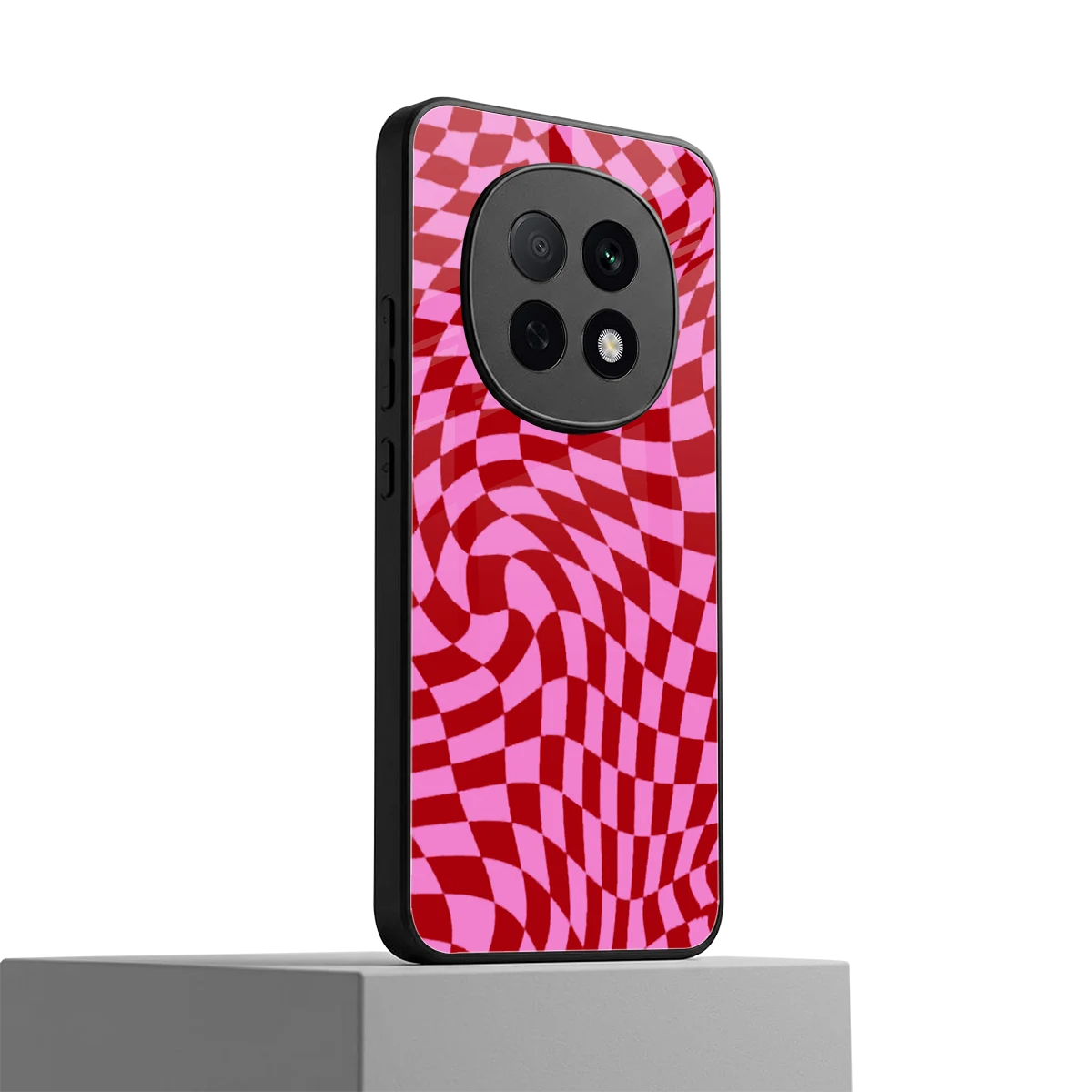 Trippy Pink Checkers oppo f29 pro 5g mobile cover | shockproof glass phone case