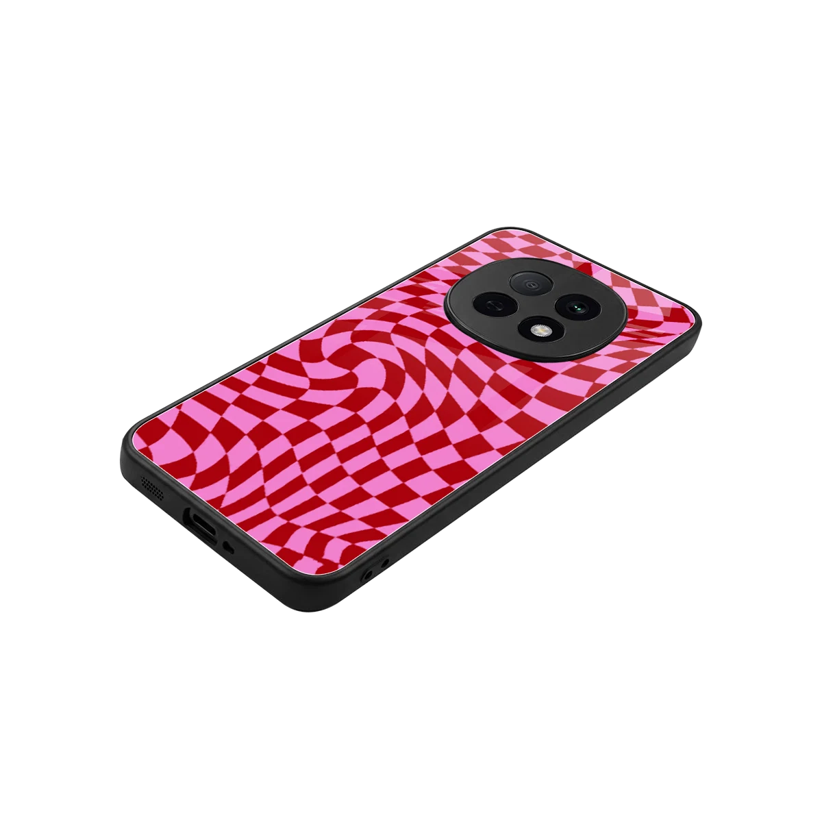 Trippy Pink Checkers stylish phone case for oppo f29 pro 5g | glossy glass and slim fit