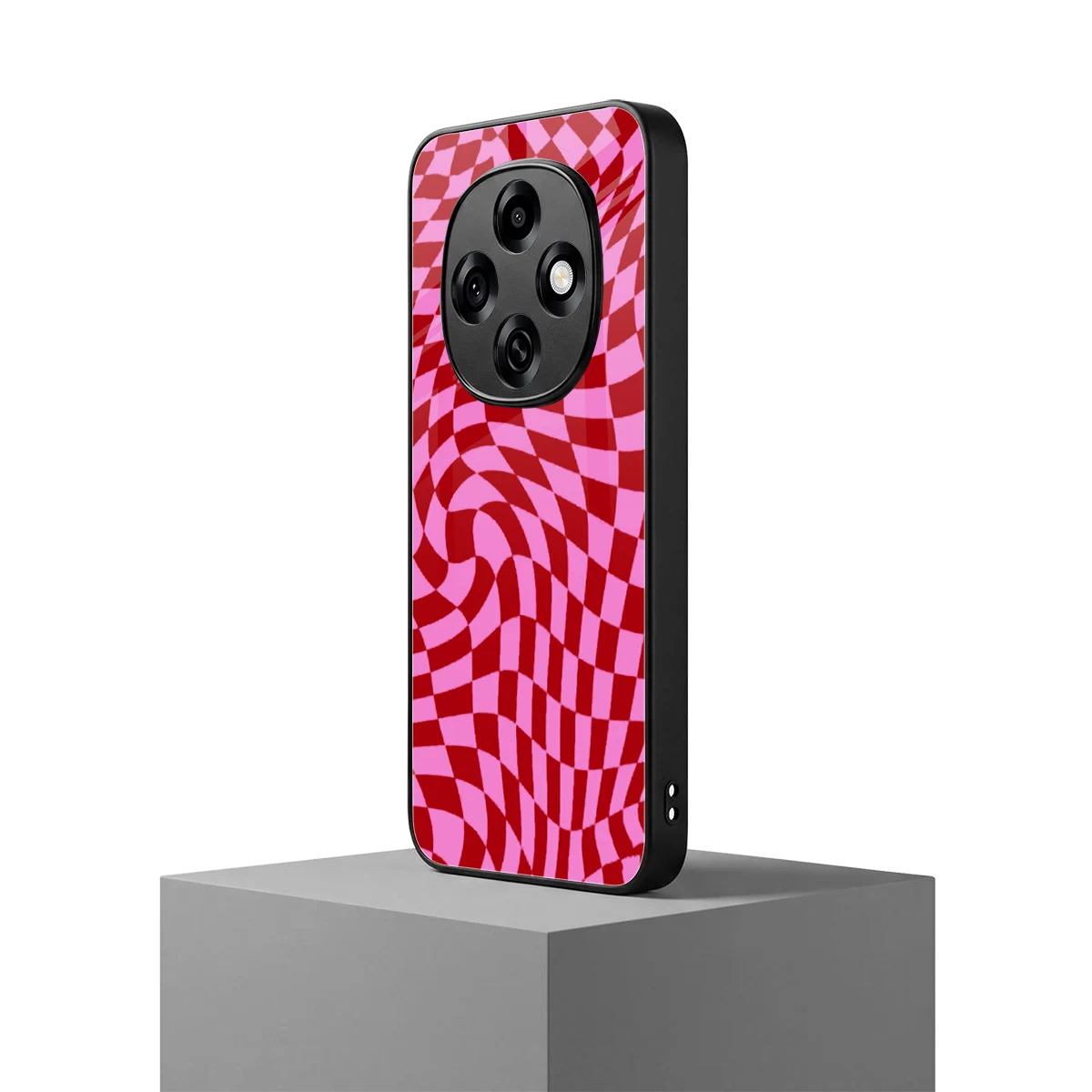 Trippy Pink Checkers oppo f31 pro 5g mobile cover | shockproof glass phone case