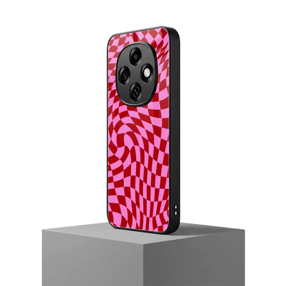 Trippy Pink Checkers oppo f31 pro 5g mobile cover | shockproof glass phone case