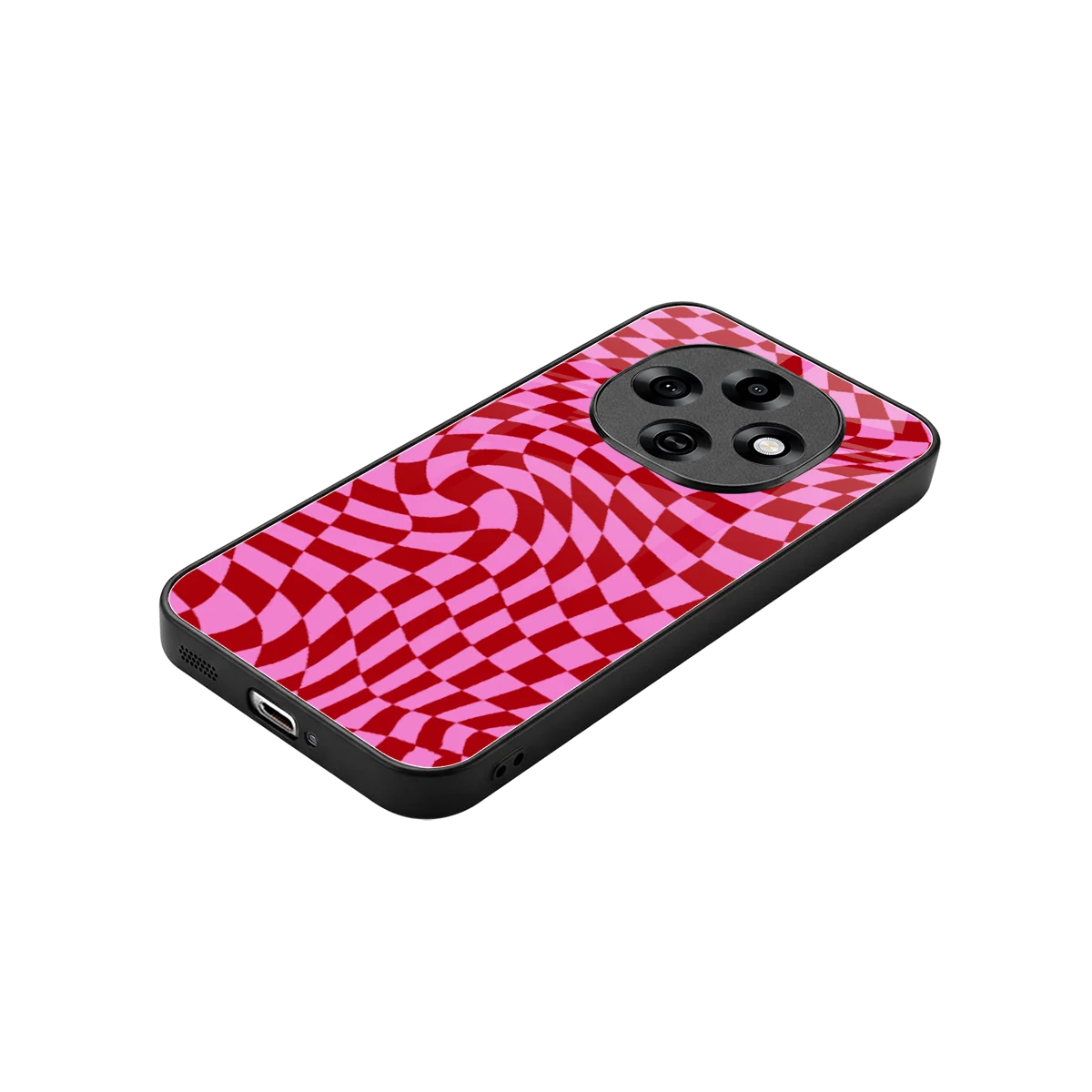 Trippy Pink Checkers stylish phone case for oppo f31 pro 5g | glossy glass and slim fit