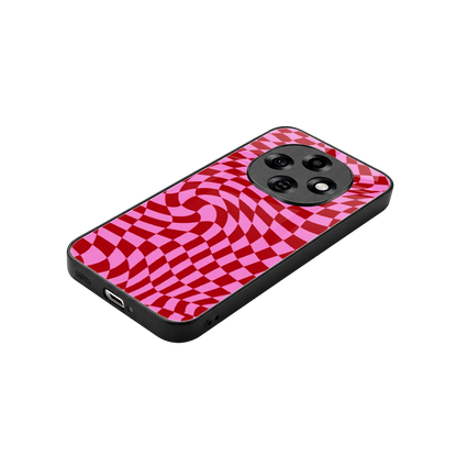 Trippy Pink Checkers stylish phone case for oppo f31 pro 5g | glossy glass and slim fit