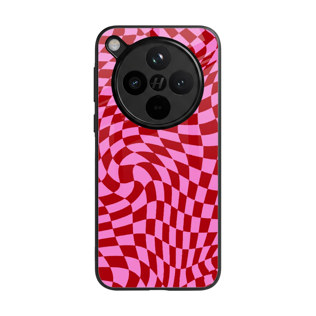Trippy Pink Checkers back phone cover | glass case for oppo find x8