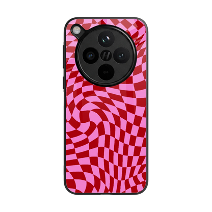 Trippy Pink Checkers back phone cover | glass case for oppo find x8