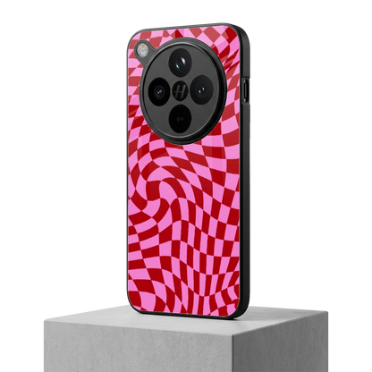 Trippy Pink Checkers oppo find x8 mobile cover | shockproof glass phone case