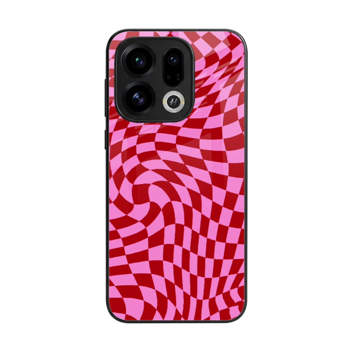 Trippy Pink Checkers back phone cover | glass case for oppo find x9