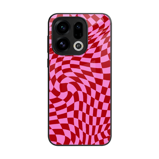 Trippy Pink Checkers back phone cover | glass case for oppo find x9