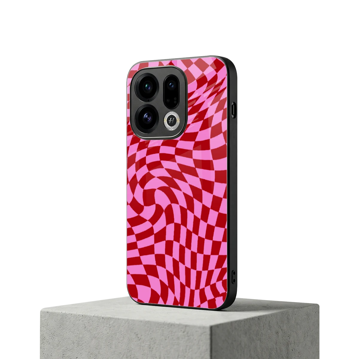 Trippy Pink Checkers oppo find x9 mobile cover | shockproof glass phone case