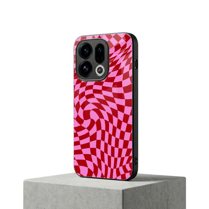 Trippy Pink Checkers oppo find x9 mobile cover | shockproof glass phone case