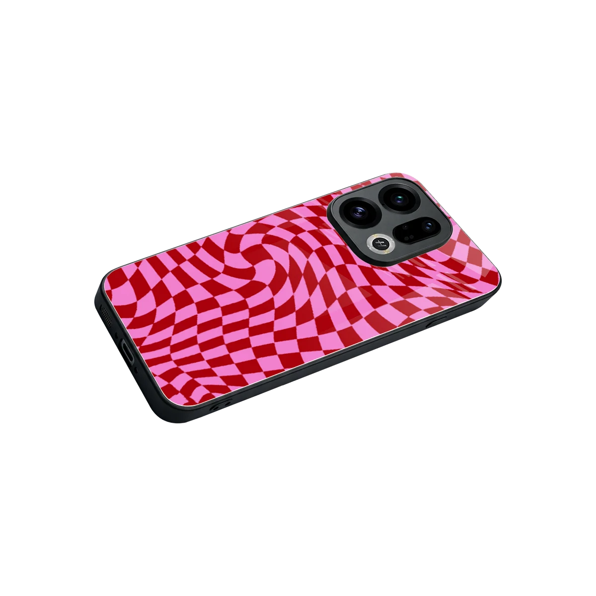 Trippy Pink Checkers stylish phone case for oppo find x9 | glossy glass and slim fit