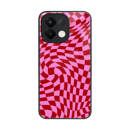 Trippy Pink Checkers back phone cover | glass case for oppo k13 5g