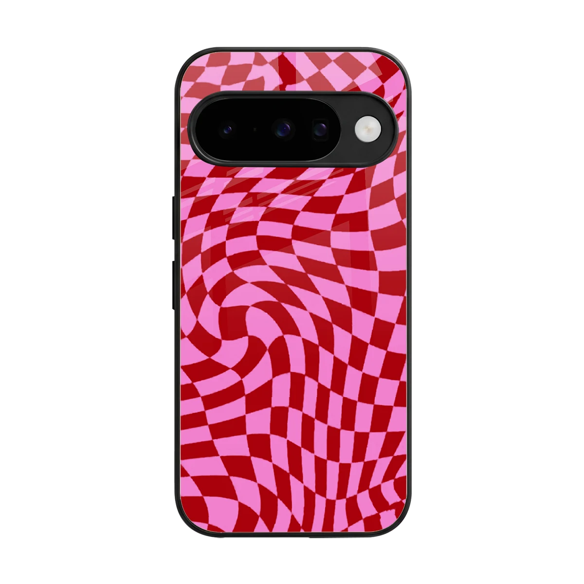 Trippy Pink Checkers back phone cover | glass case for google pixel 10